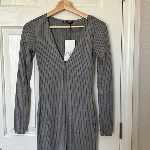 Zara SOFT RIB LONG DRESS - Picture 5 of 7